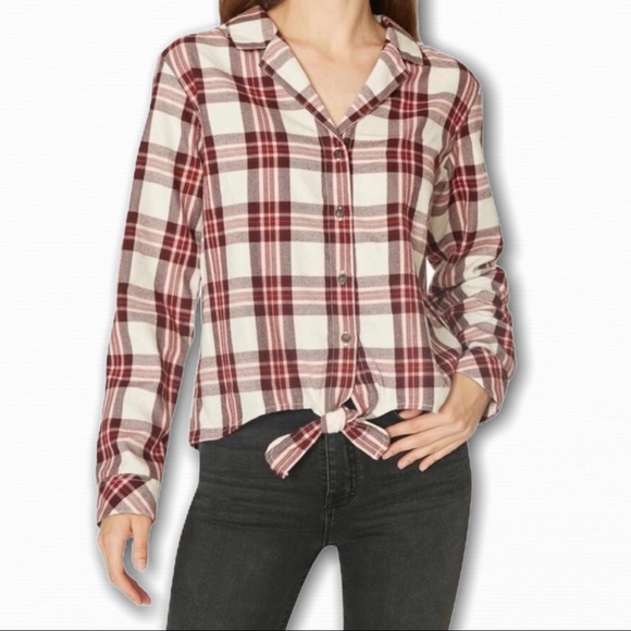 Sanctuary Tops - Sanctuary Plaid Flannel Front Tie Top M